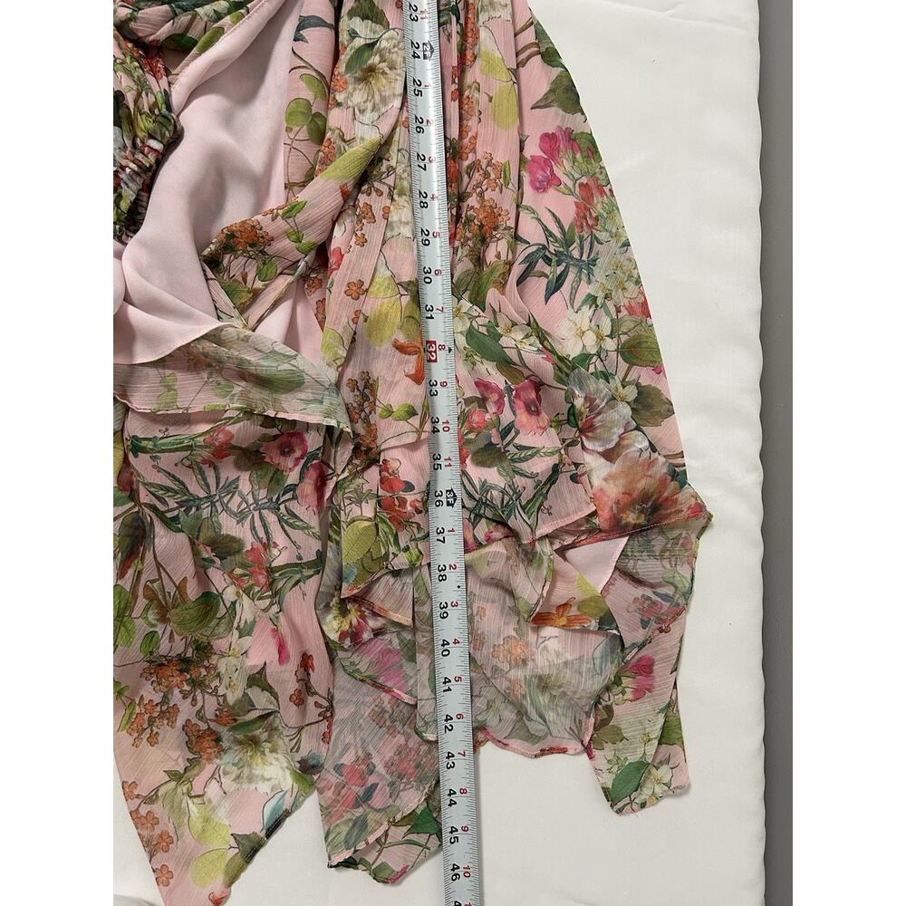 Jay Godfrey Womens Eldon Dress Pink Size 4 long sleeve‎ Floral Wrap Midi Lined - Picture 10 of 11